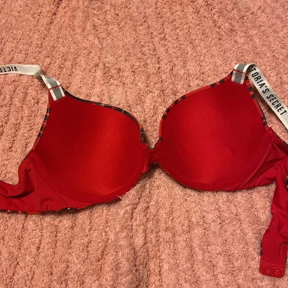 2pc set Victoria’s secret bra& panty plaid pattern holiday bra panty set 34B M - Picture 9 of 16